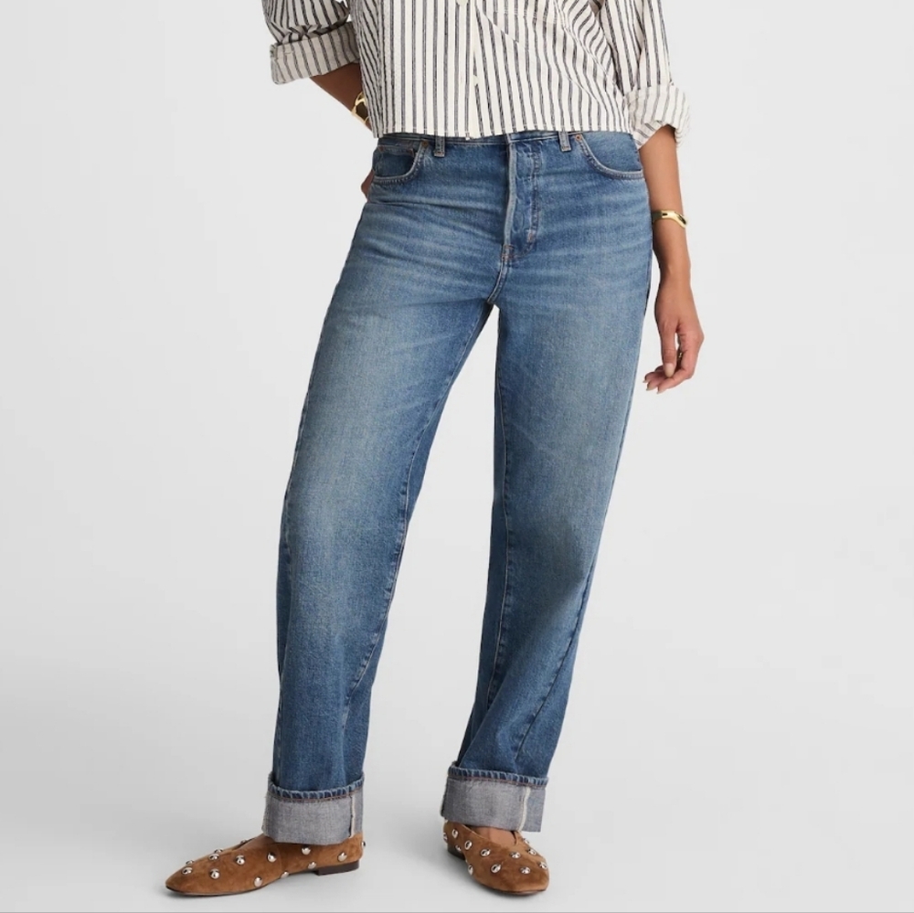 Madewell Curvy Pieced Barrel Leg Button Fly Jean